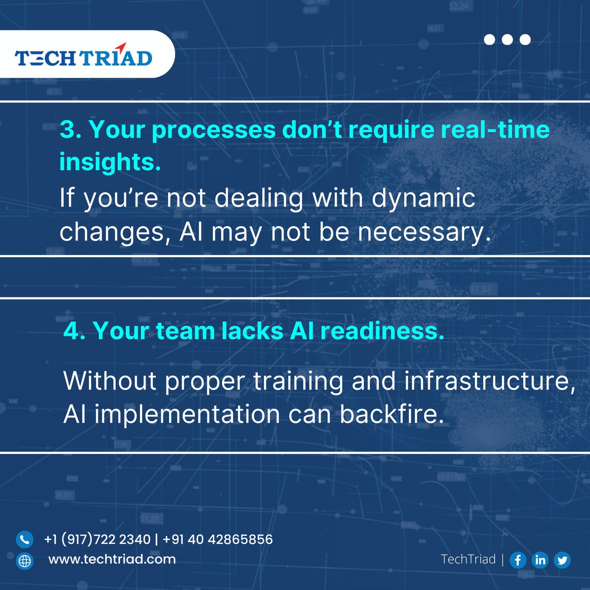 InfoTechtriad's tweet photo. 🤖Let TechTriad Solutions audit your infrastructure and recommend the best path forward—whether that's AI or something else! 🚀

 Visit our website for more details: https://t.co/NrvBZXHfUm

#TechTriadSolutions #DigitalTransformation #AIorNot #BusinessStrategy #SmartSolutions https://t.co/dU1mwcLzDi