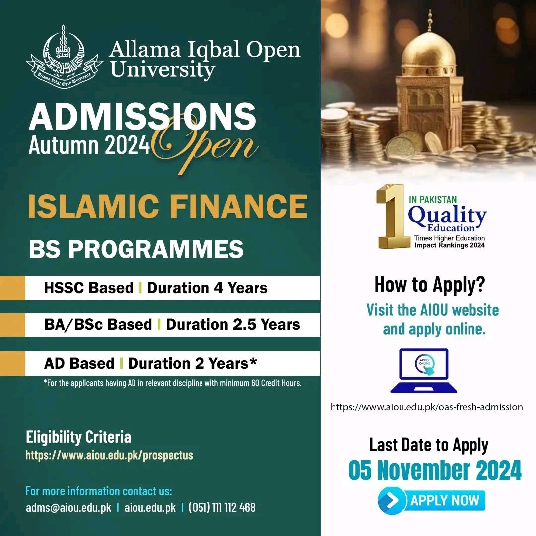 AiouDadu's tweet photo. 𝐀𝐝𝐦𝐢𝐬𝐬𝐢𝐨𝐧𝐬 𝐎𝐩𝐞𝐧 𝐟𝐨𝐫 𝐀𝐮𝐭𝐮𝐦𝐧 𝟐𝟎𝟐𝟒 
Apply Now at: https://t.co/4al4PhS7Z7
For more details and eligibility criteria, please visit AIOU Official Website: https://t.co/WiBiskEE9w
 𝐋𝐚𝐬𝐭 𝐃𝐚𝐭𝐞 𝐭𝐨 𝐀𝐩𝐩𝐥𝐲: 𝟎𝟓 𝐍𝐨𝐯𝐞𝐦𝐛𝐞𝐫 𝟐𝟎𝟐𝟒 https://t.co/W83BnRmLiF