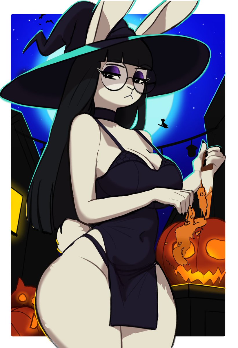 PandaBreakfast's tweet image. This is just what she wears anyway she's not fooling anyone. 🧹🐇🔪