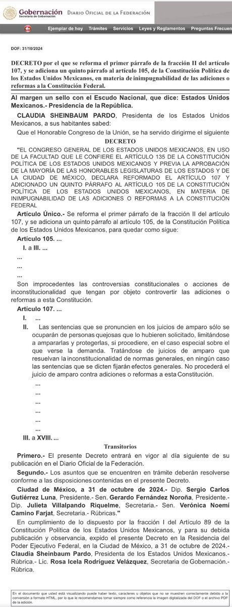 letroblesrosa's tweet photo. Publicado en el @DOF_SEGOB la reforma que convierte a @PartidoMorenaMx en el poder absoluto de este país.

Nadie podrá contener sus decisiones. https://t.co/KDhhME6IPM