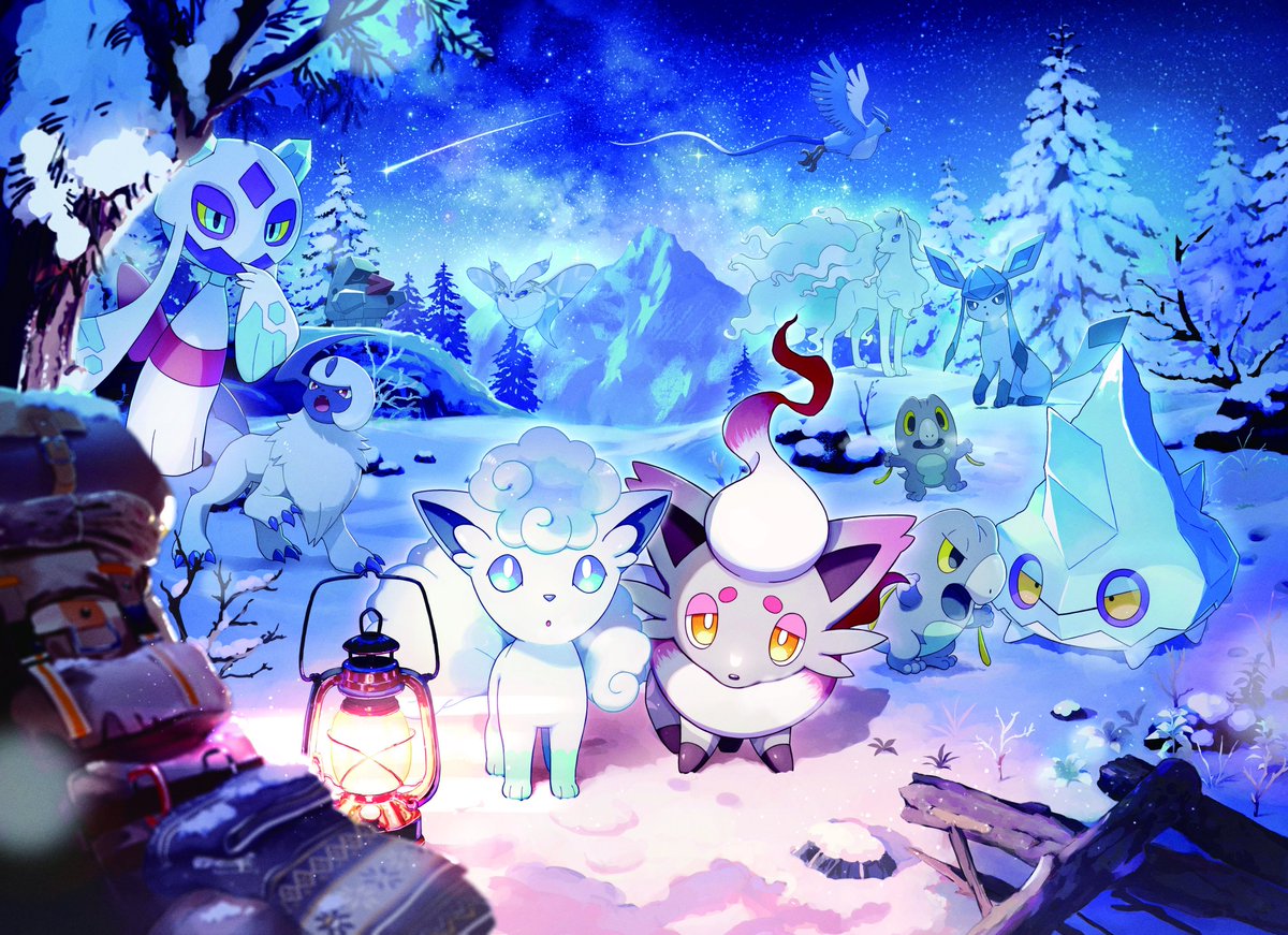 pokejungle's tweet photo. High-resolution artwork from the Snowy Gathering merchandise line https://t.co/pOLzMcSqAh