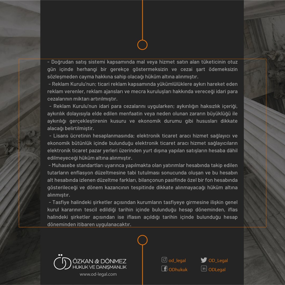 7529 Sayılı Tüketicinin Korunması Hakkında Kanun ile Bazı Kanunlarda Değişiklik Yapılmasına Dair Kanun Yayınlandı #ODLegal #gündem