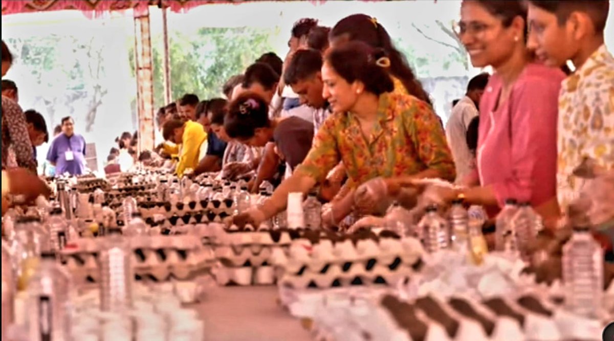 SSIAST's tweet photo. SSIAST, @ArtofLiving  on going event live updates "SEED THE EARTH" in the presence of @Gurudev   at SVIT Vasad, Gujarat. Live on Art of living YT. An Iconic moment for the trust. An unbounded hard work by the Gujarat SSIAST team &amp; all volunteers. Every bit has counted. https://t.co/BdST8U6sDH