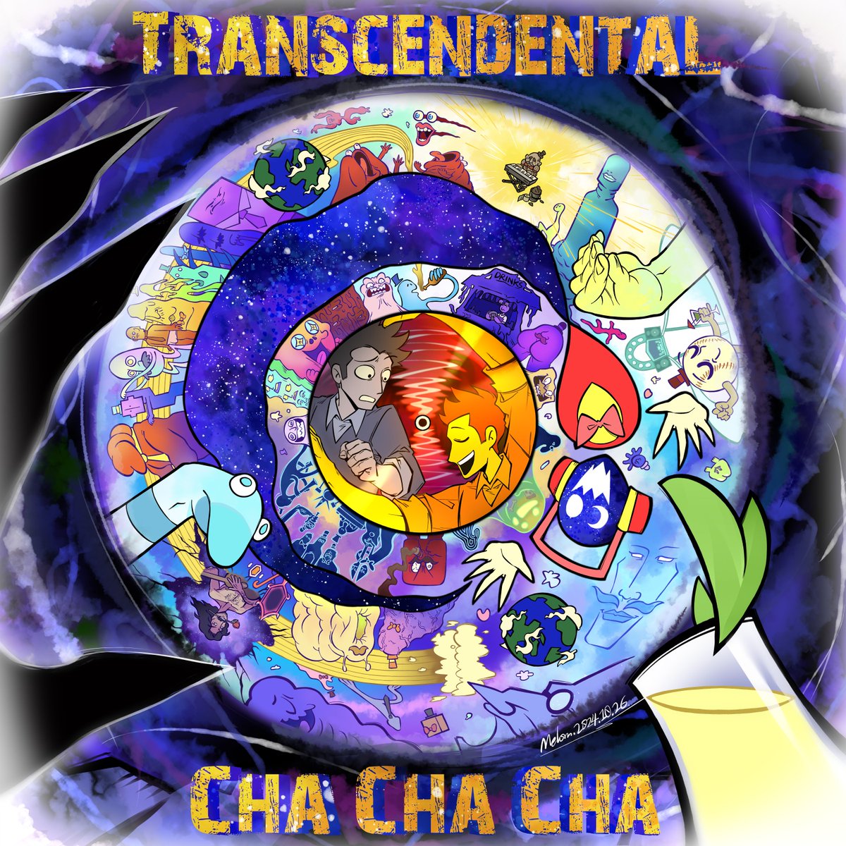 [Transcendental Cha Cha Cha]
I love this so much🥰
so I  draw this☺️

太喜欢这首歌于是狠狠画了！！Tom Cardy怎么那么天才那么会写歌，PV跟歌的契合度也超级完美；建议没溜过这个电子冰🧊的友友们都来吸一口呀…