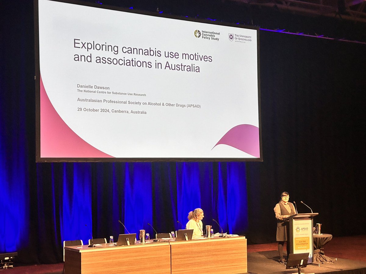 📌 our PhD student, <a href="/DanielleDawsonM/">Danielle Dawson</a> presenting her work at #APSAD24 on the motives behind medical, recreational, and dual cannabis use in Australia. Super important research as cannabis policies continue to evolve <a href="/APSADConf/">A.P.S.A.D</a>
