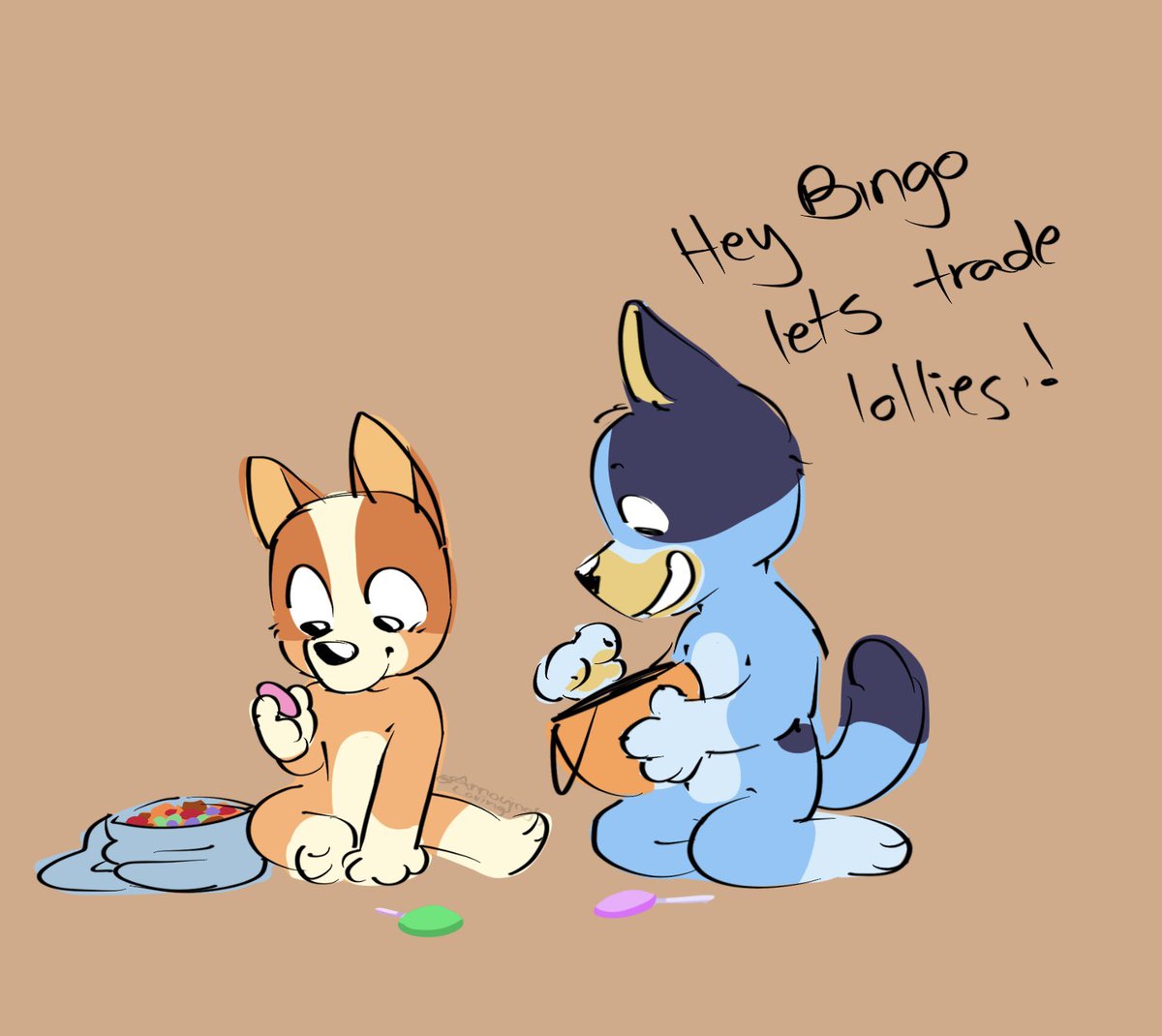 AnnoyingLoving's tweet photo. I’m a little late but ey happy late Halloween 🎃 
#bluey #blueyart #BlueyHeeler #art #ArtistOnX #bingoheeler https://t.co/7jHMJqIPLC