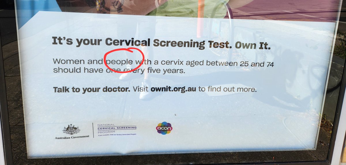 Kris_O_26's tweet photo. Saw this sign at a tram stop, so I fixed it. 
#DefundAcon 
#OnlyWomenHaveACervix https://t.co/RFqP97sWEL