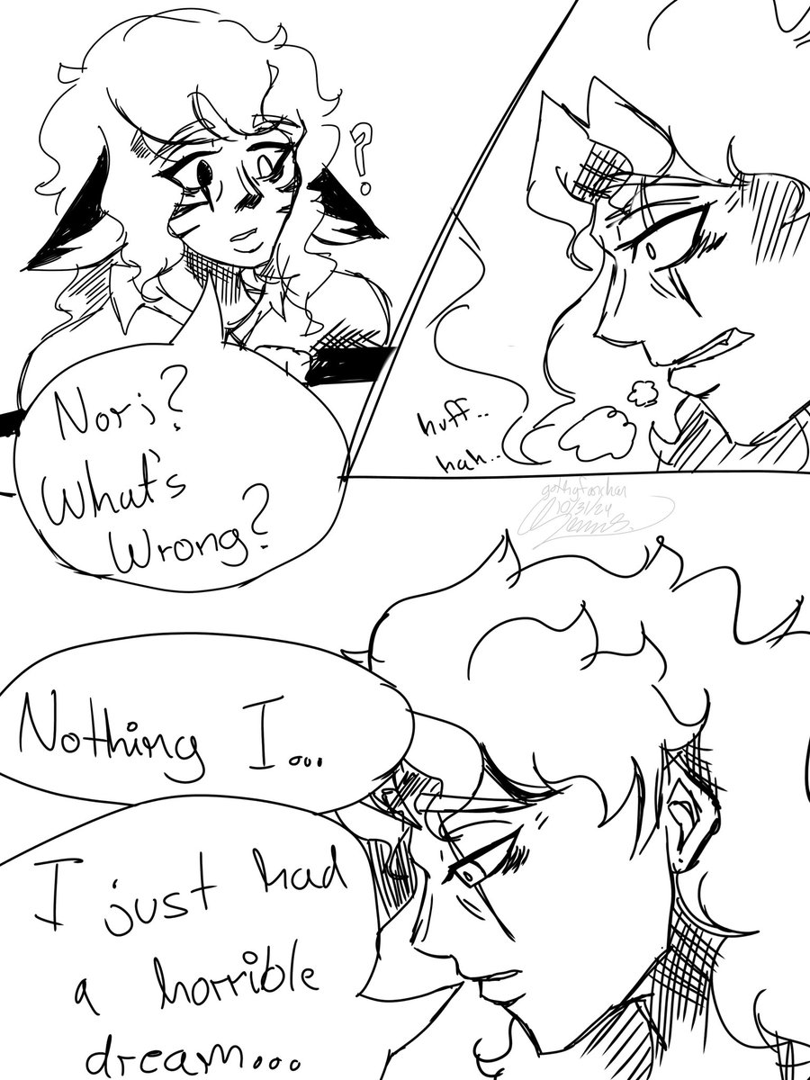 archiveanchan's tweet photo. Goretober Day 31?: Aftermath (1/2)

What if all that art I did wasn't real
Nobody died. 
Nobody got hurt.
It was just a bad dream. 
Goretober was never real.

#goretober2024 #norian #ocxcanon https://t.co/XSMlSEK3fD