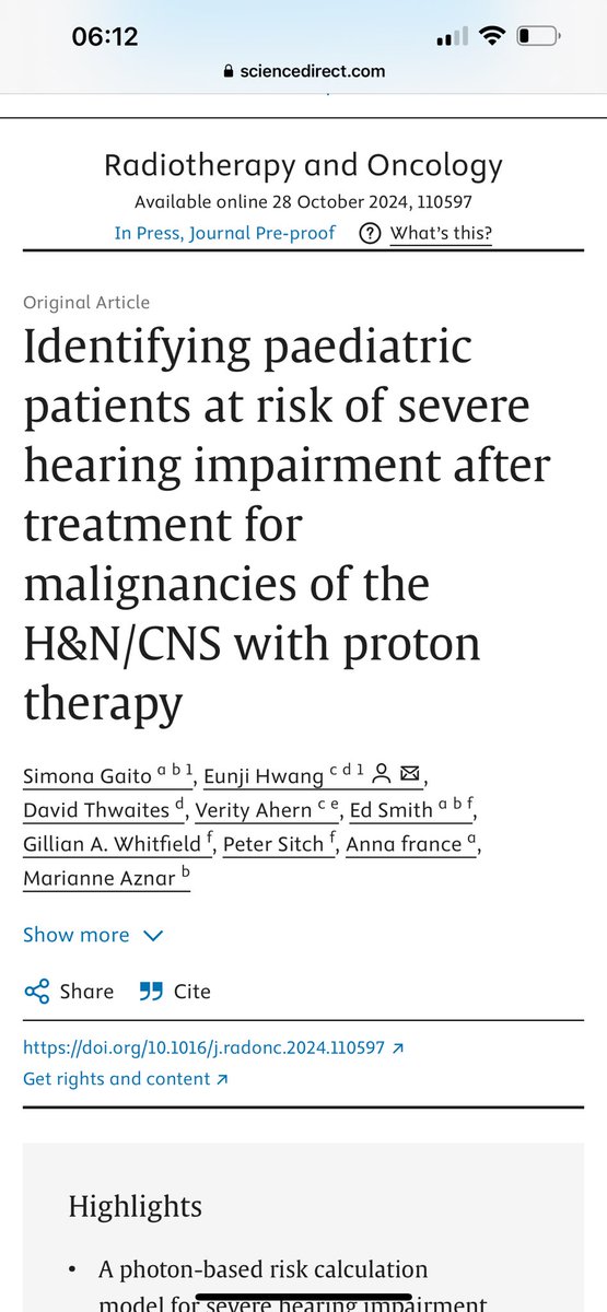 Simona Gaito (@simona_gaito) on Twitter photo 📍Accurate risk prediction of hearing impairment in the paediatric population can aid tailoring of audiologic and neurocognitive follow-up in an endeavour to minimise its impact
Our latest article in <a href="/RO_GreenJournal/">Radiotherapy & Oncology</a>,a fantastic team effort
<a href="/eunjtweet/">Eunji Hwang</a> <a href="/edsmith_mcr/">Ed Smith</a> <a href="/marianneaznar/">Marianne Aznar</a> 📍Accurate risk prediction of hearing impairment in the paediatric population can aid tailoring of audiologic and neurocognitive follow-up in an endeavour to minimise its impact
Our latest article in <a href="/RO_GreenJournal/">Radiotherapy & Oncology</a>,a fantastic team effort
<a href="/eunjtweet/">Eunji Hwang</a> <a href="/edsmith_mcr/">Ed Smith</a> <a href="/marianneaznar/">Marianne Aznar</a>
