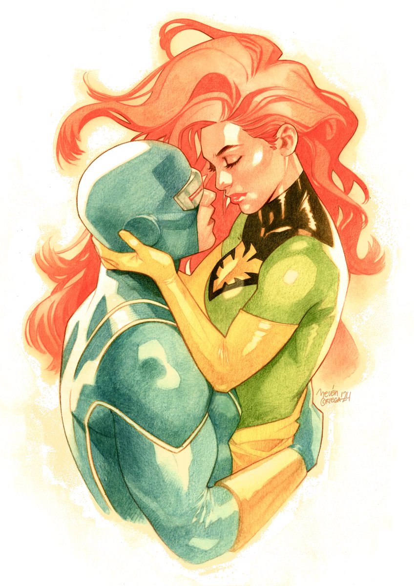 BelenOrtega_'s tweet photo. #JeanGrey with #Cyclops A3 commission for #NYCC24, watercolors and Lyra color pencils.

For years I’ve wanted to do a tribute to a beautiful pencil by @AH_AdamHughes that inspires me whenever I’m short of breath…👇🏻 https://t.co/kqbfGTBYR6