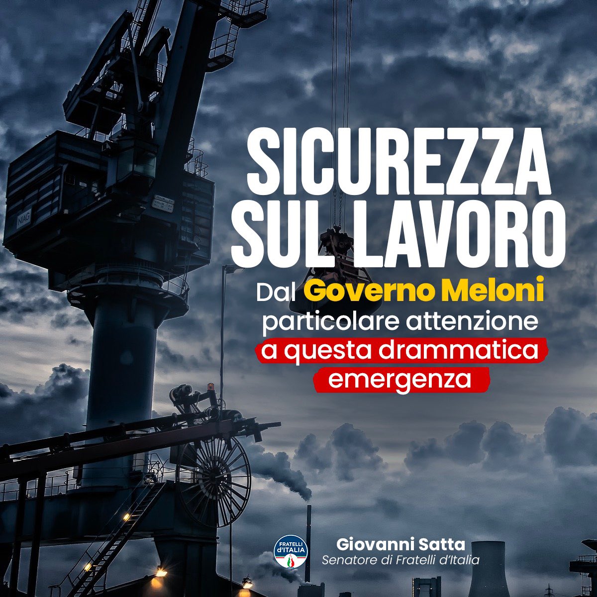 Giovanni Satta 🔵 La sicurezza del lavoro è stata e sarà una priorità dell'azione del Governo #Meloni, a partire dal confronto costante tra istituzioni, parti sociali, lavoratori e imprese, che è indispensabile per diffondere la cultura della prevenzione in uno sforzo comune.