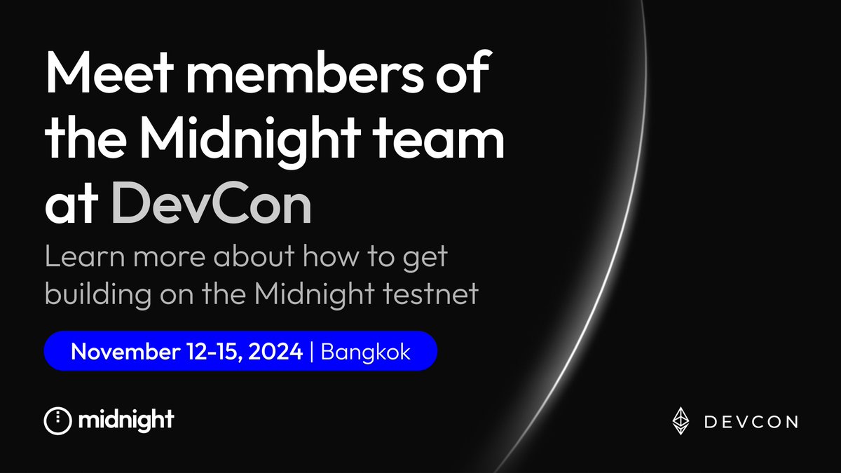MidnightNtwrk's tweet image. The #MidnightNetwork is heading to @EFDevcon 🛠️

If you're attending, don’t miss Behind the Shield: Happy Hour with Midnight and @OVioHQ— a unique networking event bringing together top minds in web3, RWAs, and zero-knowledge (ZK) to connect, share insights, and dive deeper into