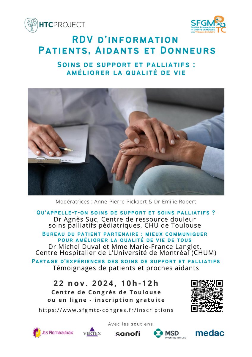 Anne-Pierre Pickaert (@care4access) on Twitter photo Le partenariat patient pour 1 meilleure qualité de vie en #soinsdesupport ou palliatifs 👉🏻Découvrez le 'Bureau des Patients' du <a href="/ChuSteJustine/">CHU Sainte-Justine</a> au congrès <a href="/SFGM_TC/">SFGM-TC</a>🗓️22/11 10h-12h, en ligne ou à Toulouse. C'est gratuit!✍️ sfgmtc-congres.fr/inscriptions #SoinsPalliatifs #PartenariatPatient Le partenariat patient pour 1 meilleure qualité de vie en #soinsdesupport ou palliatifs 👉🏻Découvrez le 'Bureau des Patients' du <a href="/ChuSteJustine/">CHU Sainte-Justine</a> au congrès <a href="/SFGM_TC/">SFGM-TC</a>🗓️22/11 10h-12h, en ligne ou à Toulouse. C'est gratuit!✍️ sfgmtc-congres.fr/inscriptions #SoinsPalliatifs #PartenariatPatient