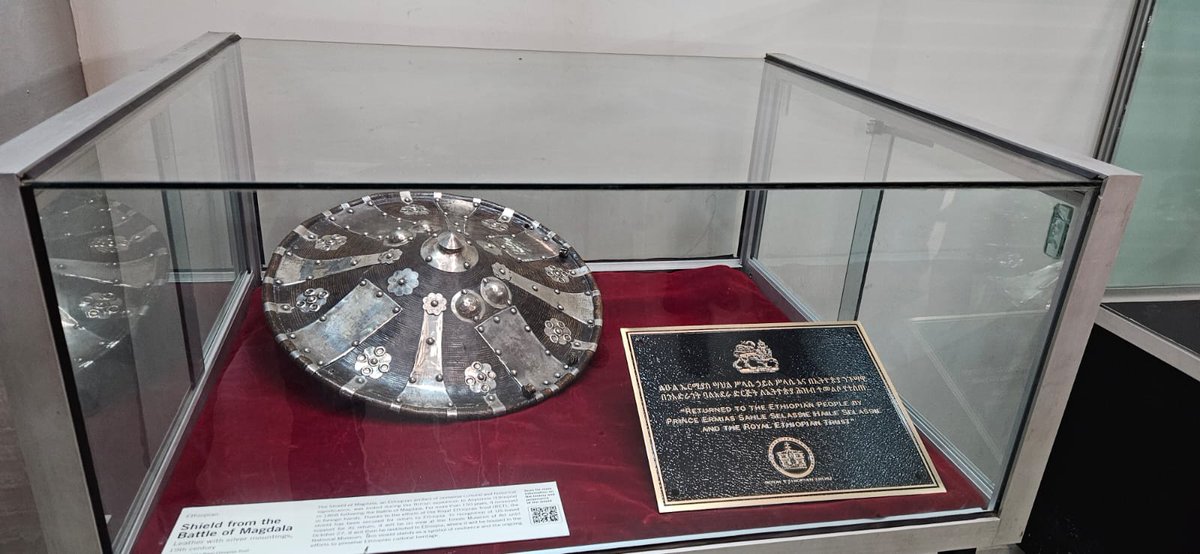 lootplunder's tweet image. Huge news. It&apos;s back.

The shield taken from Ethiopia in 1868, put up for sale in Newcastle this year, identified through the expertise of @alulapan (who shared the pics) and handed over through the negotiation of HIH Prince Ermias &amp;amp; the Royal Ethiopian Trust just came back home.