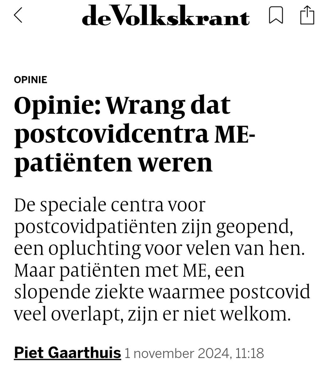 Inderdaad wrang, of hartverscheurend. Dat het 2018 gezondheidsraad-advies voor oprichting ME-poli's door medische bobo's is genegeerd is gewetenloos en kortzichtig. Dat deze Long Covid poli geen ME (en Q, Lyme) accepteert, is een politiek besluit, en moet politiek opgelost worden