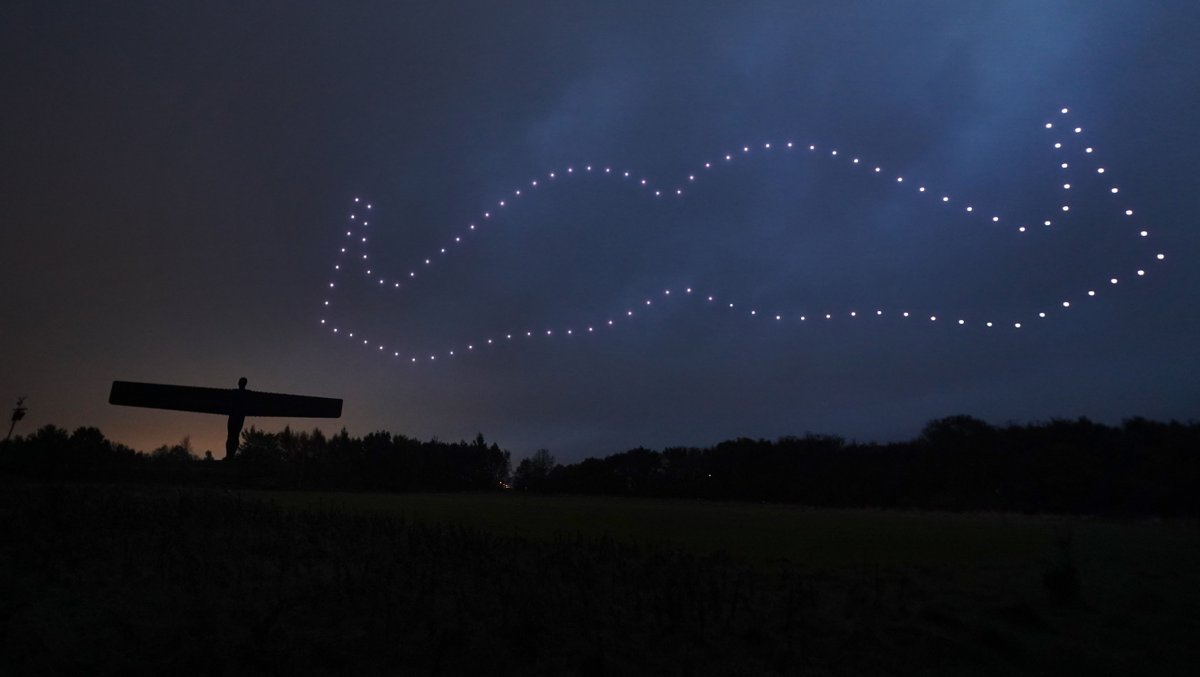 FlightShows's tweet photo. It's the first of Movember, and we're bringing back memories of last year's incredible event where we showcased a 120-meter moustache flying above the Angel of the North. This initiative was aimed at raising awareness for men's health and supporting @MovemberUK. https://t.co/ymdIcmTtbA