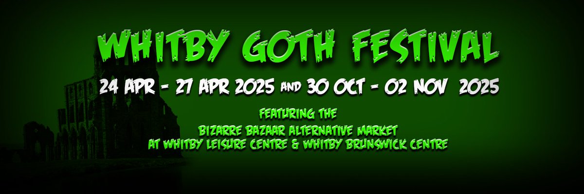WGWGothWeekend's tweet image. WGW Dates for 2025
24 April - 27 April
30 October - 02 November
#wgw #whitbygothweekend #goth