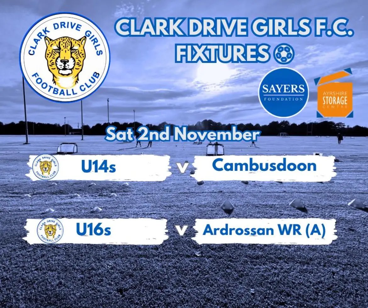 A busy weekend ahead for all our age groups!

#ClarkDriveGirlsFC🔵⚪️