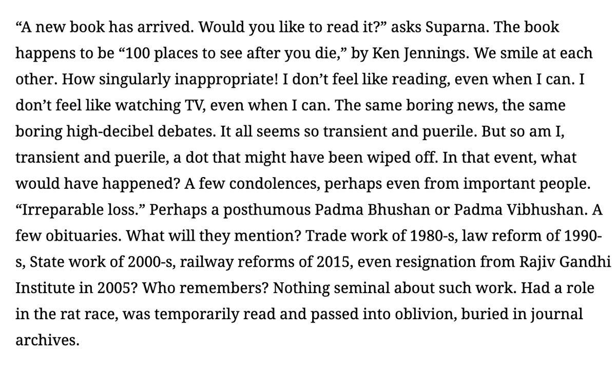 ainvvy's tweet photo. Bibek Debroy has died. This is what he wrote a few days back to the IE.

Searing.  (Please read it.)

May your next life be as interesting as the present one.

https://t.co/k0DJ6OSn6p https://t.co/ASJAY3rQX0