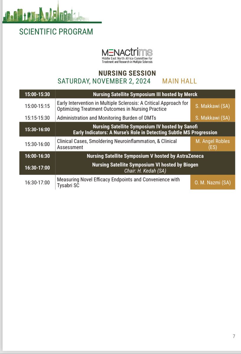 RoblesMangel's tweet photo. Stay tunned tomorrow at 9th #MENACTRIMS I will share a comprehensive approach to meeting the needs and demands of People with Multiple Sclerosis with the MS Catalonian Expert Patient Programme and the Nurse’s Role in Detecting Subtle MS Progression @cemcat_em @vallhebron https://t.co/PNVk3vlfLJ