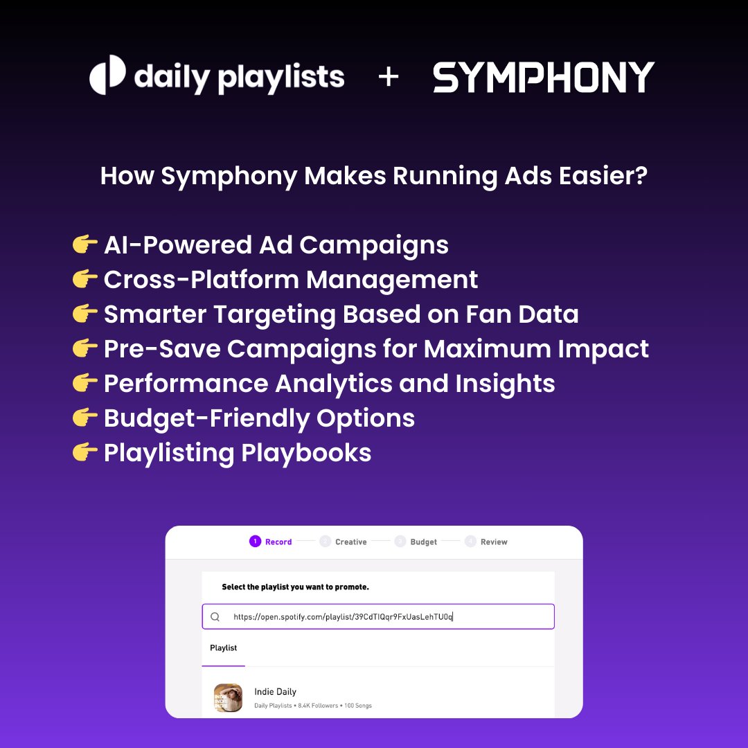 Daily Playlists (@daily_playlists) on Twitter photo DailyPlaylists has partnered with <a href="/symphonyos_/">SymphonyOS</a> to bring you the ultimate toolkit for growing your audience. 🚀 Learn more in our latest blog article dailyplaylists.com/blog/symphony-… DailyPlaylists has partnered with <a href="/symphonyos_/">SymphonyOS</a> to bring you the ultimate toolkit for growing your audience. 🚀 Learn more in our latest blog article dailyplaylists.com/blog/symphony-…