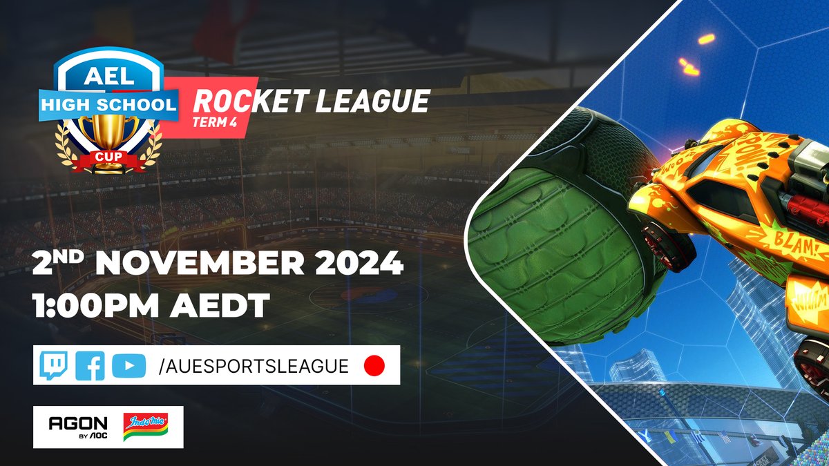 Australian Esports League (@auesportsleague) on Twitter photo We return for Term 4 in the AEL High Schools Cup! Tune in alongside <a href="/MendrixNm/">Mendrix</a> & <a href="/formalcasting/">max vonneumann</a> as they bring us the action from 1PM AEDT on twitch.tv/auesportsleague
The AEL is proudly sponsored by <a href="/AGONbyAOC/">AGON by AOC</a> & <a href="/Indomielovers/">Indomie</a> We return for Term 4 in the AEL High Schools Cup! Tune in alongside <a href="/MendrixNm/">Mendrix</a> & <a href="/formalcasting/">max vonneumann</a> as they bring us the action from 1PM AEDT on twitch.tv/auesportsleague
The AEL is proudly sponsored by <a href="/AGONbyAOC/">AGON by AOC</a> & <a href="/Indomielovers/">Indomie</a>