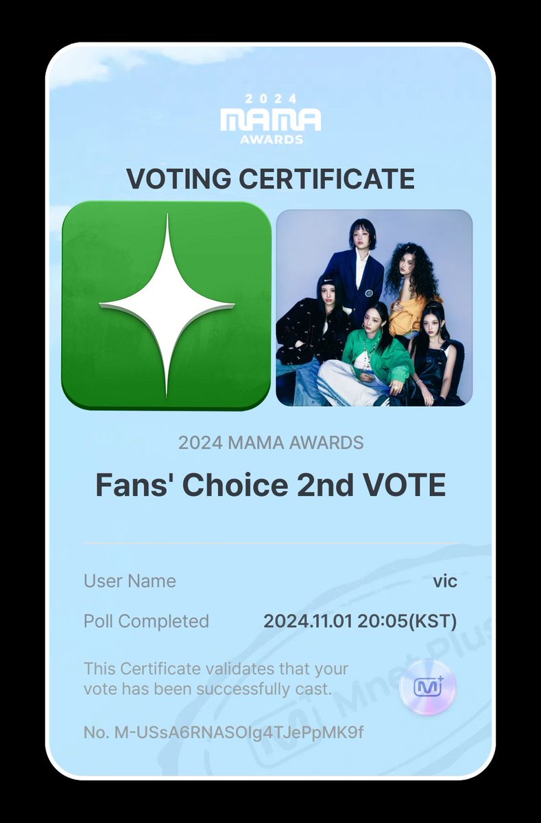 phmkyhn's tweet photo. I vote #newjeans for Fans’ Choice - Female Award #2024MAMAVOTE https://t.co/lvD86F64rQ