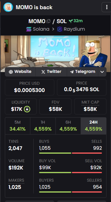 $MOMO is back on $SOL tweet media