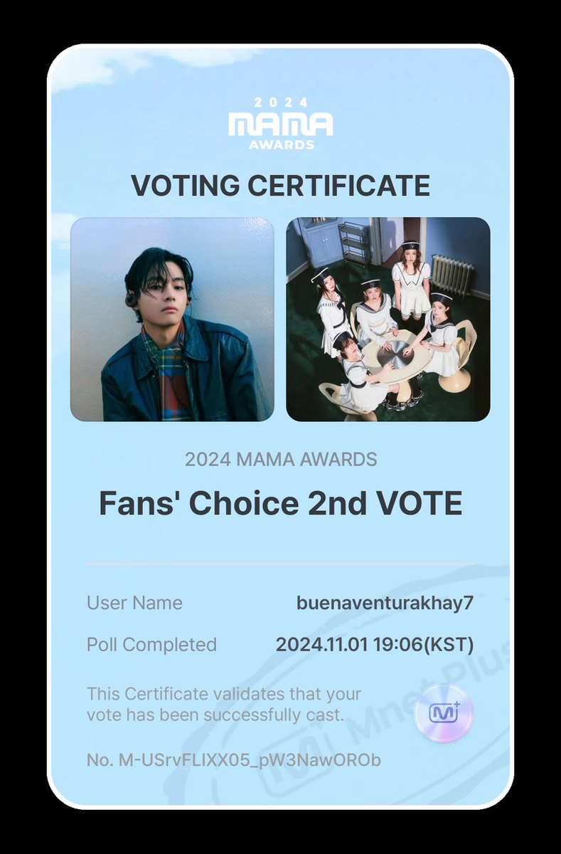 chloekim25's tweet photo. I vote for #V at #2024MAMAVOTE https://t.co/f9nIbit1T3
