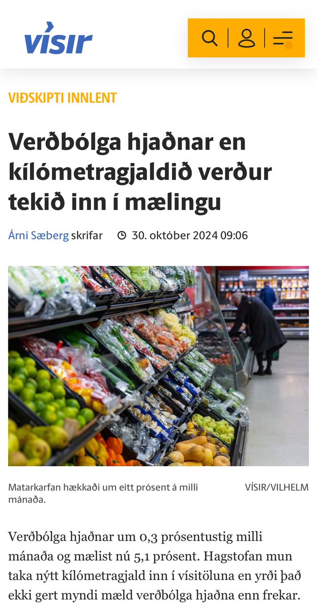 Verðbólgan “hjaðnaði” niður í 5,1%.

En almennt verðlag er enn um 40% yfir þeim slóðum sem það var í ársbyrjun 2020, óstjórnlegum útgjöldum ríkisins að þakka meðal annars.
Eigiði frábæran dag.