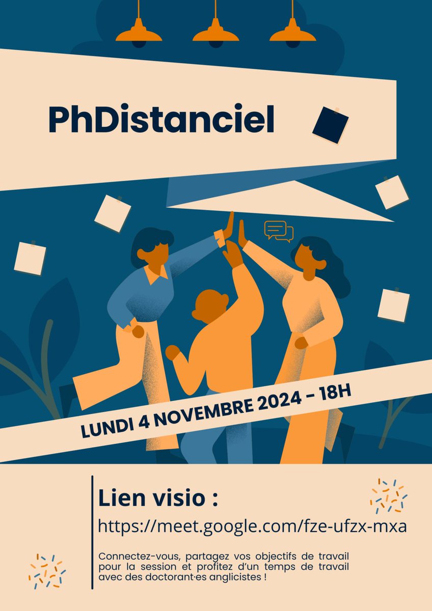 On se retrouve ce lundi 4 novembre pour notre atelier PhDistanciel ! À bientôt ! 🖥️📖✨