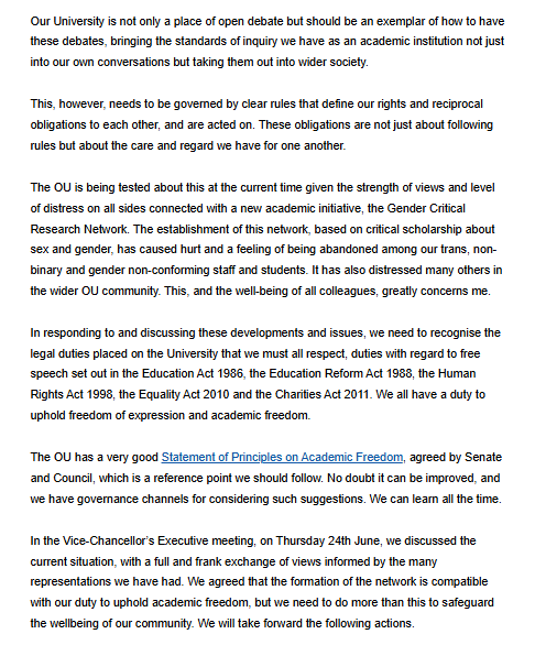 JoPhoenix1's tweet photo. Compare and contrast. 

I would like to think that the significant efforts of so many academics who have been pushing for universities to take seriously their obligations towards academic freedom *as well as* their Equality Act 2010 viz-a-viz belief discrimination have translated into these two entirely different institutional reactions and approaches.