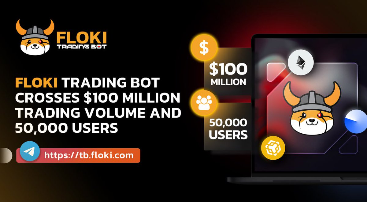 FLOKI's tweet photo. FLOKI TRADING BOT CROSSES RECORD $100M VOLUME & 50,000+ USERS
The #Floki Trading Bot has set a new record, reaching an impressive $102,198,936 in trading volume with over 50,386 active users. This growth demonstrates that traders are choosing the bot's innovative technology, which delivers the speed and precision needed to capitalize on fast-moving opportunities.
By eliminating the delays, high fees, and slippage common on traditional DEXs, the Floki Trading Bot empowers users to execute trades instantly, making it easier than ever to lock in profits and stay ahead of the market.
The bot charges a 1% fee on every trade and uses $FLOKI as its main utility token: 50% of this fee buys and burns $FLOKI, while the rest goes to the Floki Treasury.
This is just the beginning. As we continue to roll out powerful new features, our mission remains clear: to make the Floki Trading Bot the ultimate tool for crypto traders. We’re building more than a bot; we’re setting a new standard for high-performance trading technology.
Join the 50,000+ traders who have already made the switch and experience the future of trading here:
https://t.co/0FXvcdKRqz