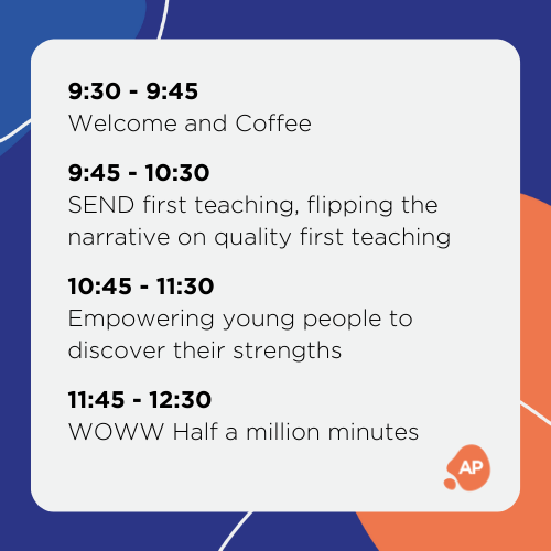 We cant wait to see you at the Humber SEND Conference in 2 weeks! Here's the morning line up. 

If you haven't got your ticket yet...book here! appliedpsychologies.com/conference

DM for info. #SEND #education