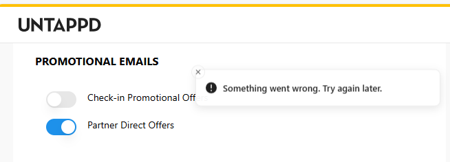 ThiceNL's tweet photo. @untappd Your email unsubscribe is broken. Please fix this. 
Message from the server: "You are not authorized to call this method from this key." https://t.co/wUKotVn6k1