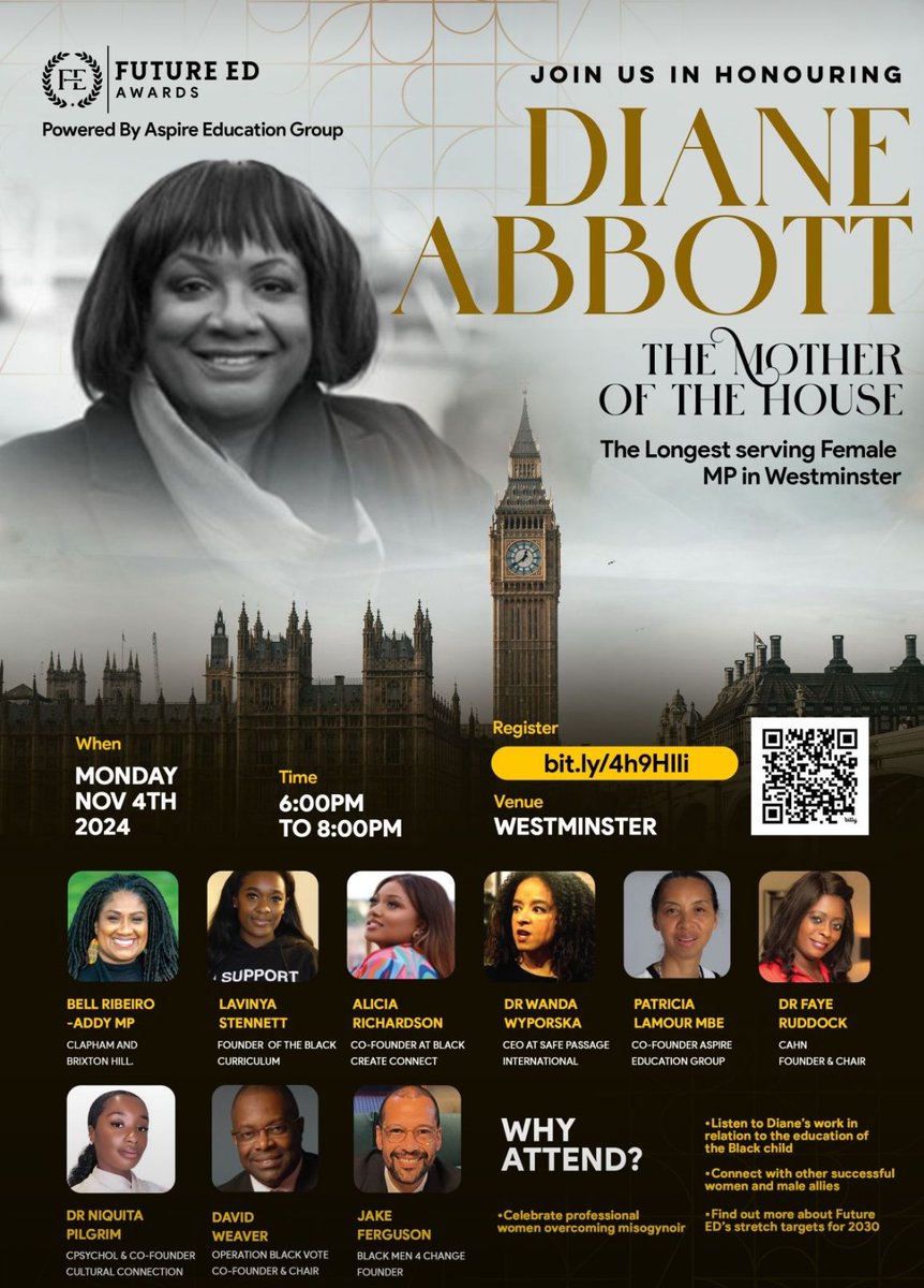 We are proud to join several of our colleagues next week to honour the Mother of the House, Diane Abbott MP.

Our Chair, David Weaver, will be one of the speakers on Monday and we hope to see you there.

Sign up for the event here: future-edgroup.com/events/acknowl…
