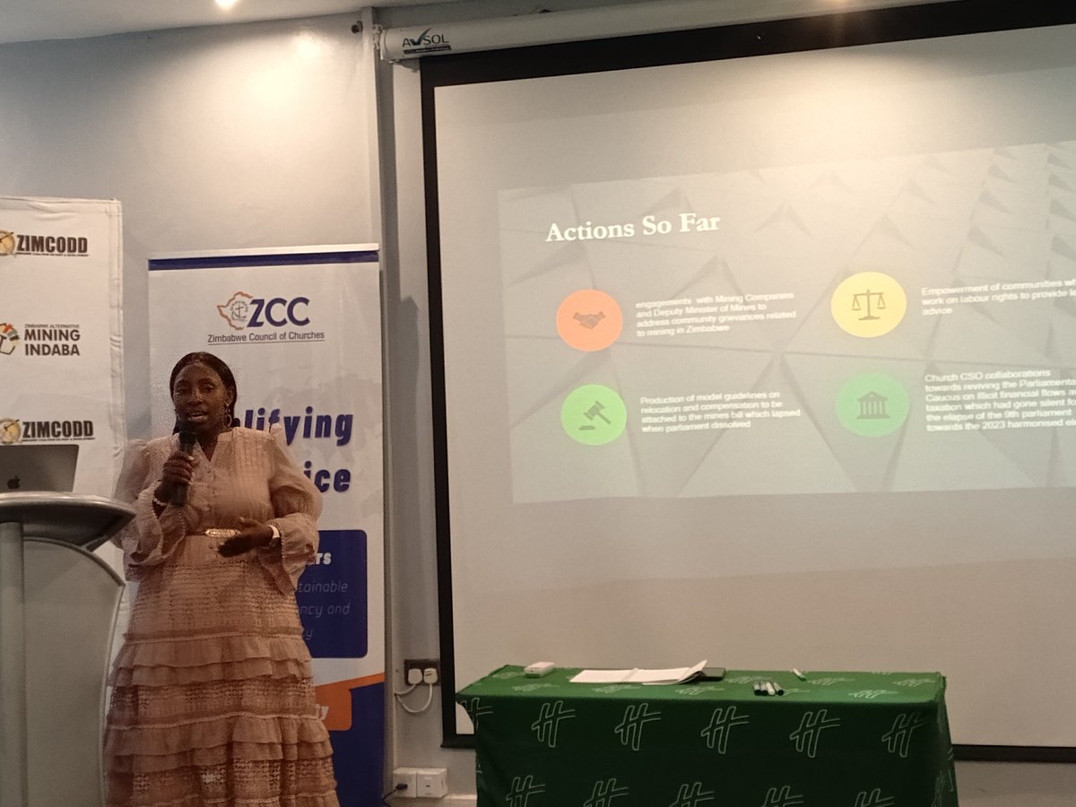 MatoboYouth's tweet photo. Day 5 of ZAMI 2024: @ZELA_Infor representative Joyce Machiri shares successes of #ZAMI, these include the halting of riverbank mining by the government of Zimbabwe and the reviewing of the EMA Act following advocacy and lobbying.
#IntegrityIcons
#MatoboDevelop https://t.co/XEjnDCVA8D