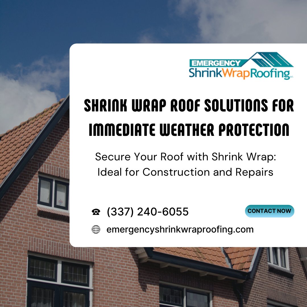 shrinkwraproof's tweet photo. Protect your property with our shrink wrap roofing solution! This lightweight and durable option is perfect for safeguarding your home from the elements. Explore our innovative roofing services today!

#ShrinkWrapRoof #HomeProtection #RoofingSolutions #EmergencyShrinkWrapRoofing https://t.co/egE8EI5fA7