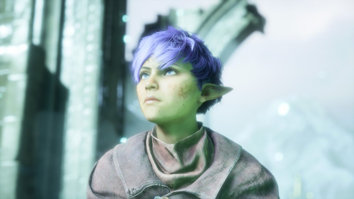 WispEllarian's tweet photo. Genuinely my favorite non spoiler thing about #DragonAgeVeilguard is that they have acne in the CC for Rook. I’ve never felt so seen 🥹 https://t.co/cuGbnEKRqG