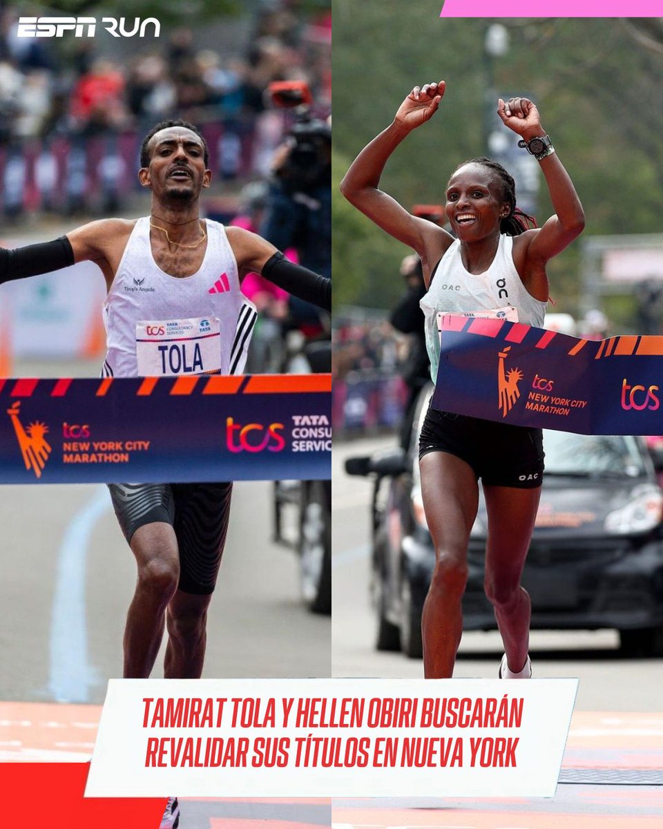 ESPNRun's tweet photo. ¡Los campeones vuelven a la gran manzana! 🗽
🔜 Después de coronarse el año pasado, Tamirat #Tola y Hellen #Obiri volverán a competir el próximo domingo en el Maratón de Nueva York.
El etíope es el dueño del récord de circuito de este Major con un tiempo de 02:04:58. ✅
¿Crees que este año volverán a quedarse con el título?
#ESPNRun