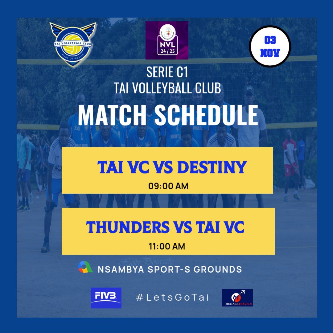 The UNVL Serie c1 action is in Nsambya this weekend.
<a href="/sport_svoleybal/">SPORT-S VOLLEYBALL</a> grounds as battle against Destiny and Thunders volleyball clubs.
<a href="/AEkusai/">Andrew Ekusai</a> will ask for water
#LetsGoTai 💪