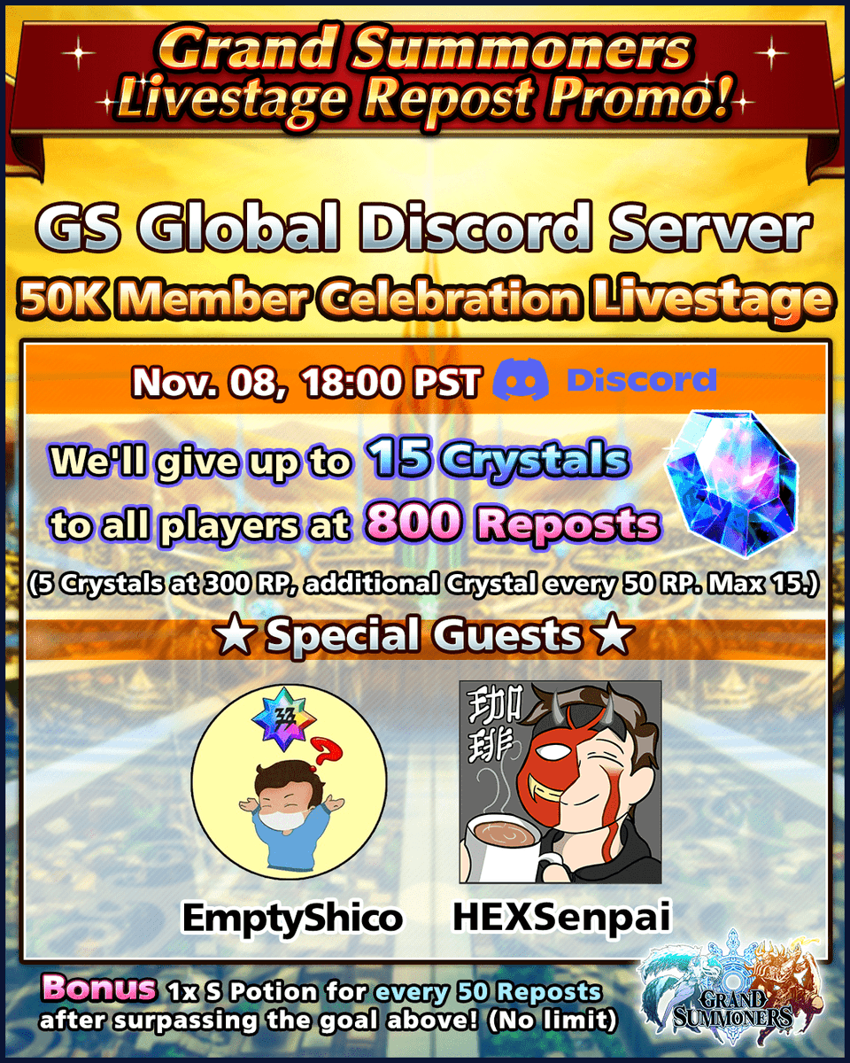 GRDSMN_GLOBAL's tweet photo. We are celebrating 50K Discord members with this Livestage event on 11/8, 18:00 PST and a special promo!  

More Reposts = more rewards! 😍💎  

And join the GS Discord server if you haven't yet! ⏬  

https://t.co/z8bRrCcZx2 

Ends 11/8, 18:59 PST. https://t.co/tiA0sHWwKt