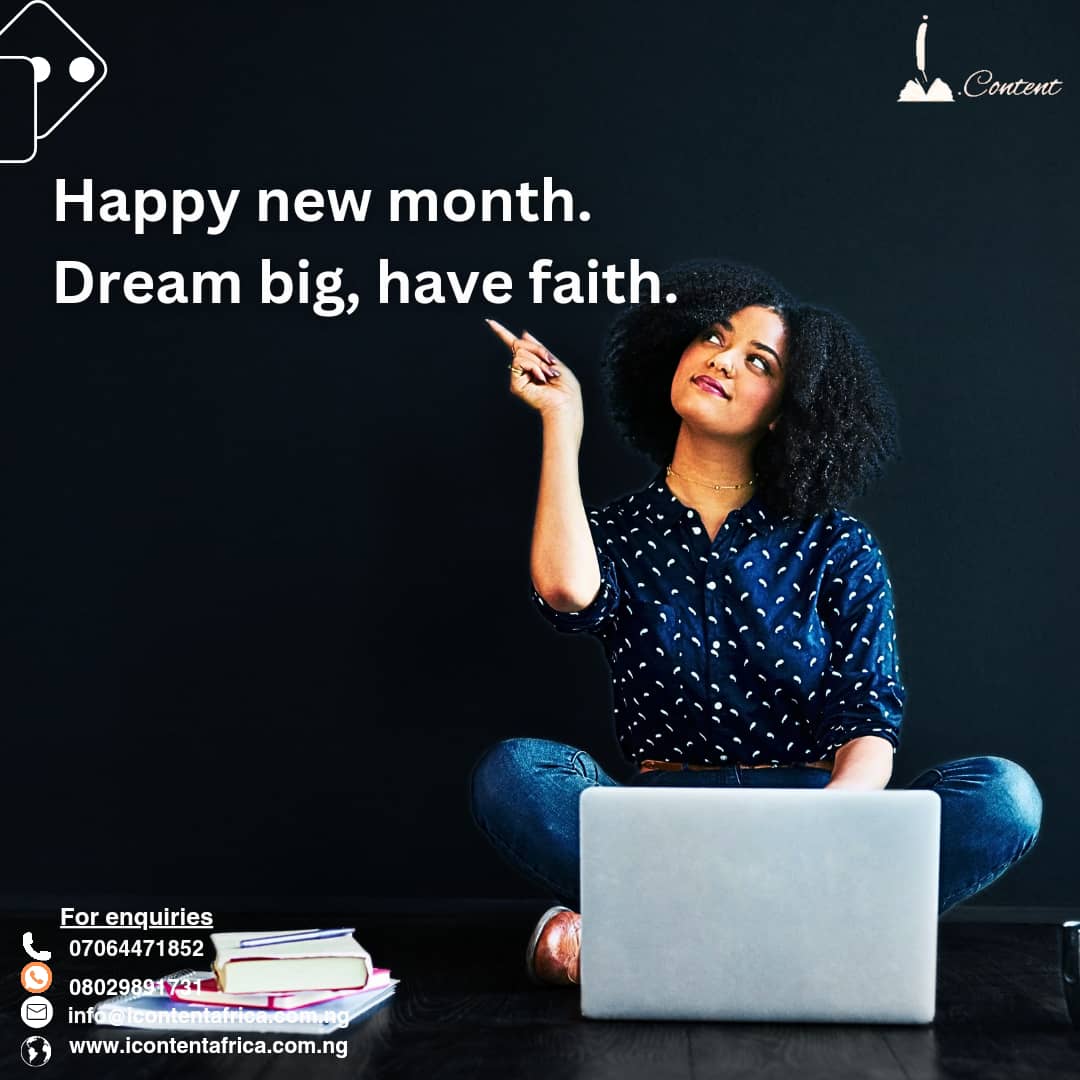 icontentafrica's tweet image. Happy new month!

Take bold steps this month and step out of your comfort zone.

#newmonth #goals #ghostwritingservice #icontentafrica