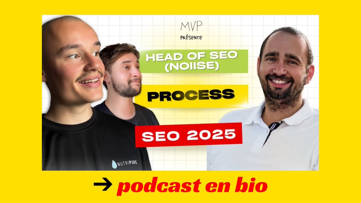Paul Vengeons (@vengeonsp) on Twitter photo <a href="/davidgroult/">David Groult (NOIISE)</a> est Head of SEO dans l'une des plus grandes agences SEO 🇫🇷
C'est un crack. Il nous a balancé full valeur :
- Son avis sur le SEO 2025
- Son process de création de contenu
- Son process "autorité"
- Les erreurs à ne pas faire
- Ses bonnes pratiques SEO
Enjoy ✌️ <a href="/davidgroult/">David Groult (NOIISE)</a> est Head of SEO dans l'une des plus grandes agences SEO 🇫🇷
C'est un crack. Il nous a balancé full valeur :
- Son avis sur le SEO 2025
- Son process de création de contenu
- Son process "autorité"
- Les erreurs à ne pas faire
- Ses bonnes pratiques SEO
Enjoy ✌️