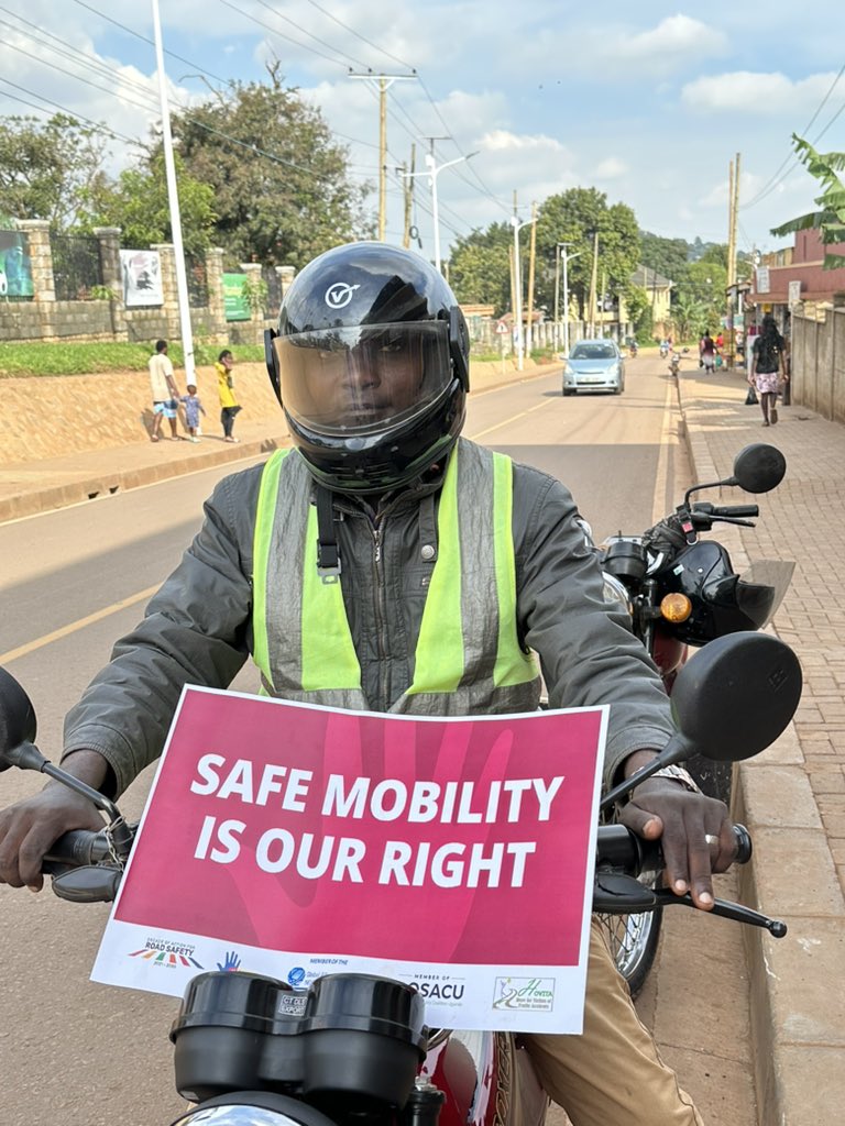 stassuganda's tweet image. A rider joins our campaign, two wheelers are the second most affected category of road users with high fatality and injury rates after pedestrian in Uganda.

@RoadSafetyNGOs 
#CommitToAct #MakeItSafe