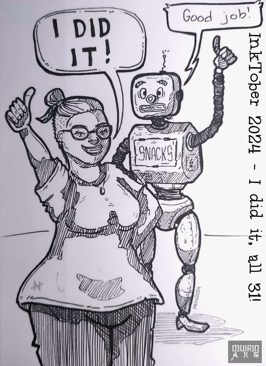 NanaHonkonen's tweet image. #Inktober2024 is over! For the 6th time, all 31 drawings in time! Yay!

#PigmaMicrons on #sketchbook
#inktoberisover #ididit #isurvivedinktober #robots #muirinartinktober2024 #muirinartrobots #drawingchallenge #inktober #finland #suomi #inktoberfinland @inktober @drawmearobot