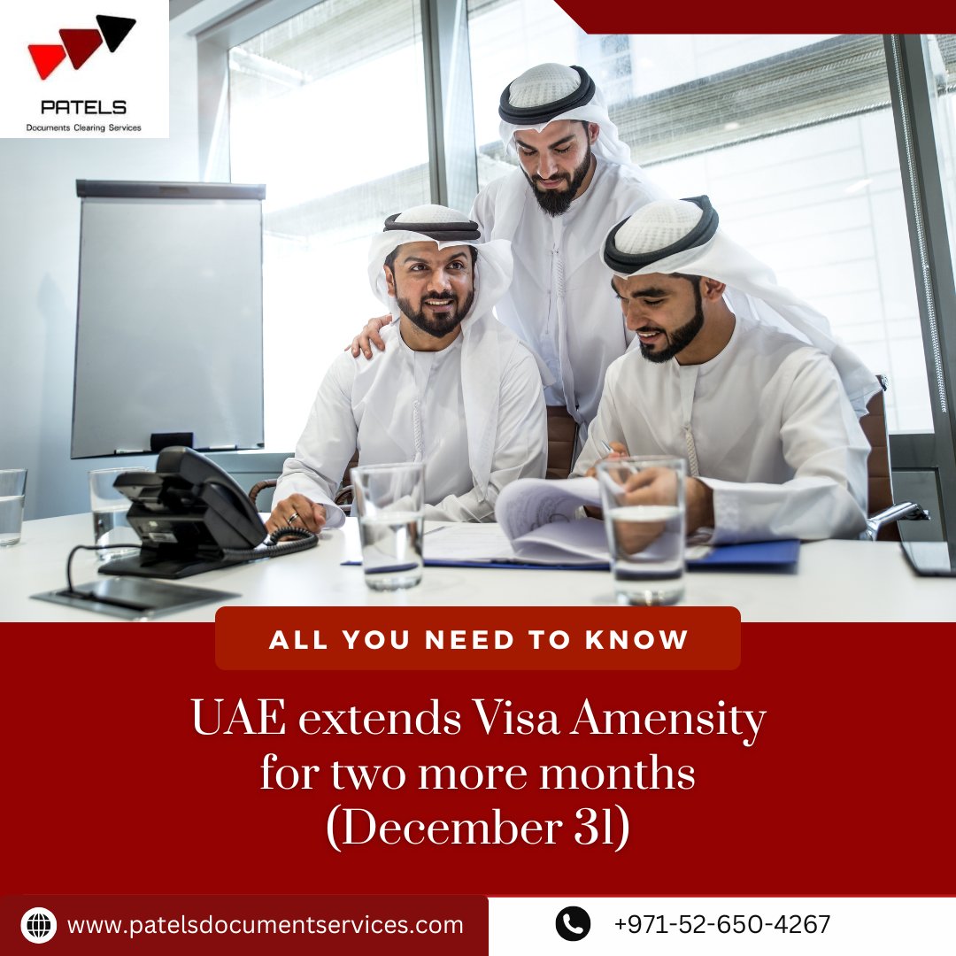 PatelsDcs's tweet image. UAE visa amnesty has been extended to December, 31/2024

#uae #dubai #uaeamnesty #patelsdcs #dubaivisa #uaevisa