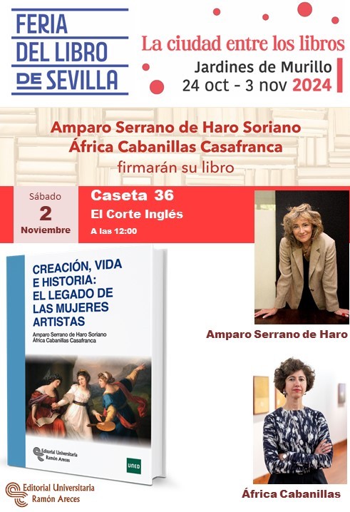 Pems201's tweet photo. Firma de Amparo Serrano de Haro y África Cabanillas  del libro Creación, vida e historia. El legado de las mujeres artistas en la Feria del Libro de Sevilla. https://t.co/RrwAkd1iJc