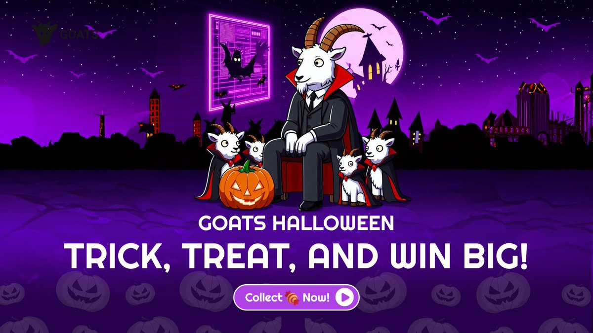 GOATS_immortal's tweet image. GOATS HALLOWEEN FES: CANDY IN - $TON OUT 🎃

Halloween’s here, and GOATS is bringing you massive rewards! Collect Candy, crack open Halloween Pumpkins, and win up to 5+ $TON every day! 🧛‍♂️💸

Collect-to-Earn is now live: Exchange 🍬 for 🎃, open 🎃 might give you $TON

How to earn…