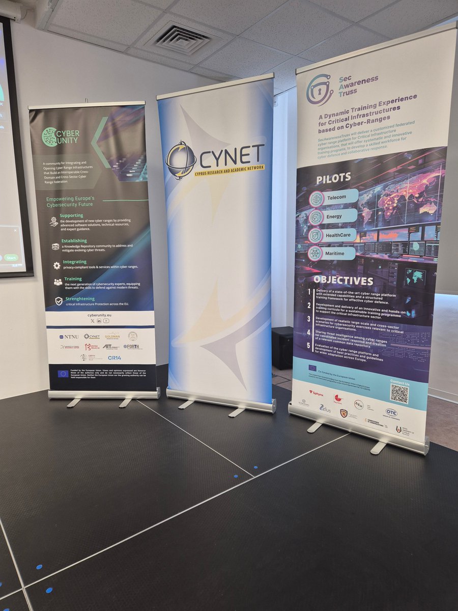 Highlights from CyberUnity: Dr. Eliana Stavrou, Mr. George Potamos, &amp; Prof. Stavros Stavrou of the Open University of Cyprus presented SecAwarenessTruss, connecting with cybersecurity experts on future training &amp; cyber ranges.
#CyberUnity #Cybersecurity #SecAwarenessTruss
